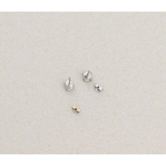 14k White Gold Cubic Zirconia Stud Earrings Princess Cut - Picture 8 of 8